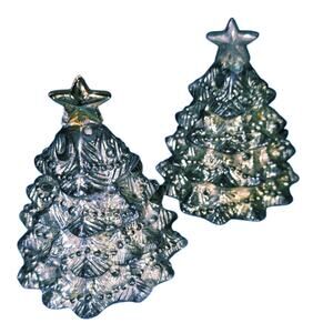 Vintage Set/2 GODINGER Silver Plated Christmas Tree Salt & Pepper Shaker